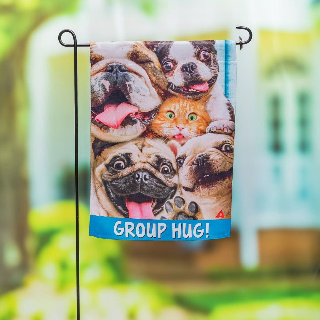 Group Hug Puppies Kitty Garden Flag 2 Sided Decorative heartlandflags