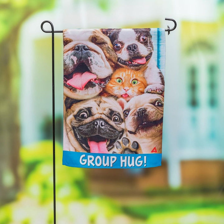 Group Hug Puppies Kitty Garden Flag 2 Sided Decorative heartlandflags