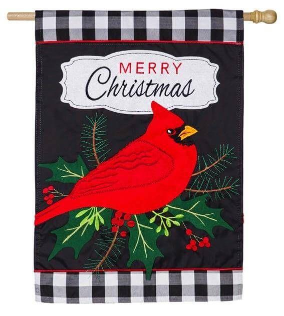 Merry Christmas Cardinal Flag 2 Sided Decorative House Banner heartlandflags