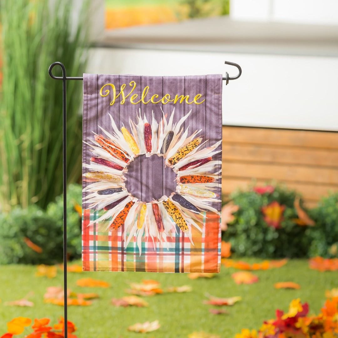 Welcome Corn Wreath Garden Flag 2 Sided Decorative heartlandflags