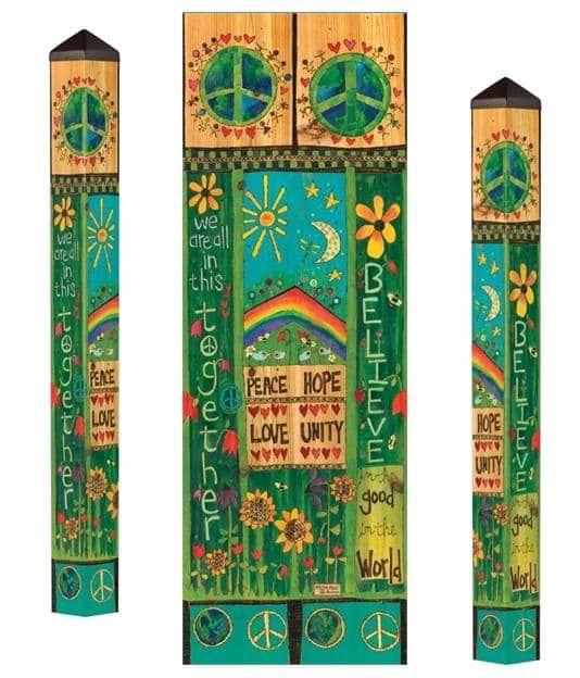 All In This Together Art Pole 5 Feet Tall Peace Hope Love Unity PL1244 Heartland Flags