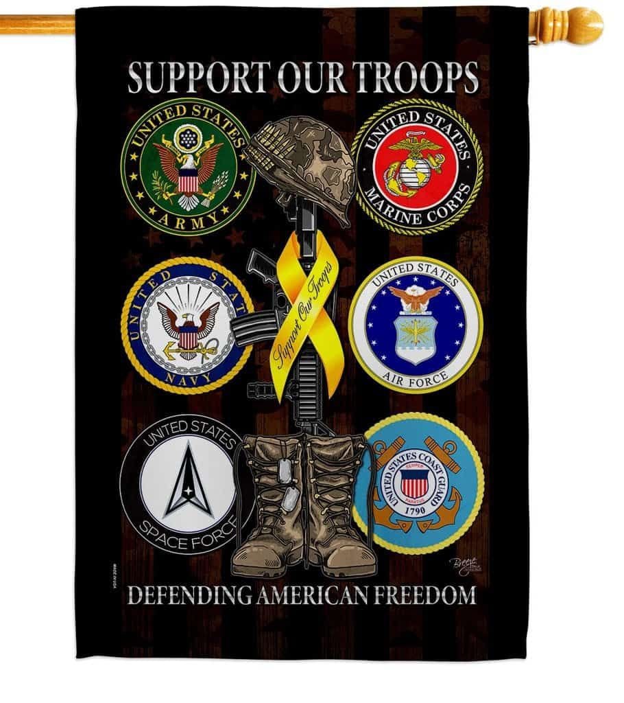 Armed Forces Support Our Troops Flag 2 Sided Banner 08667 Heartland Flags