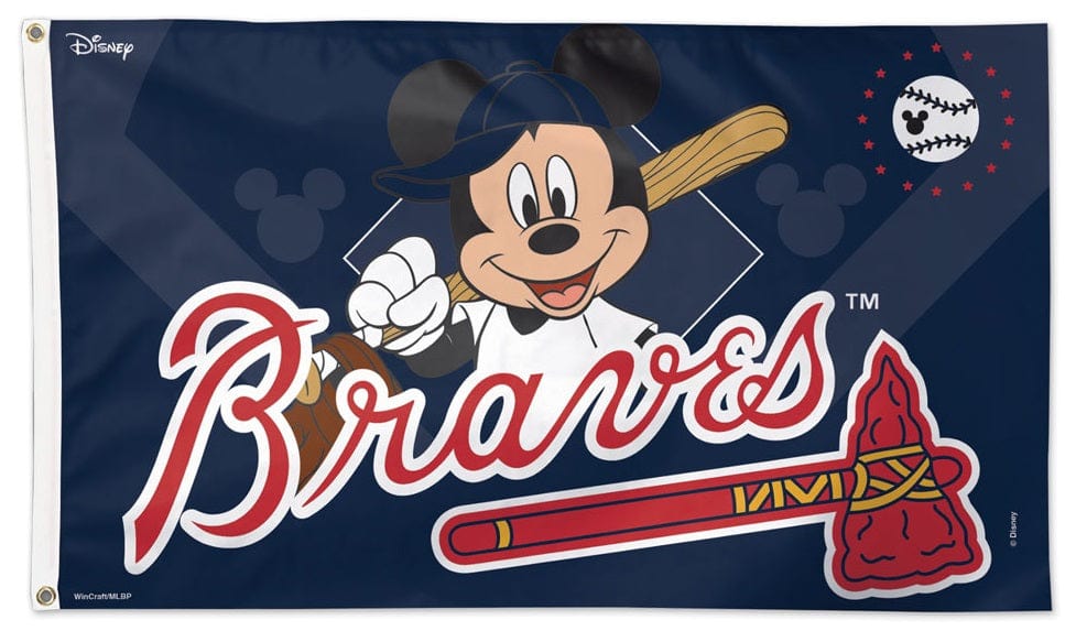 Atlanta Braves Flag 3x5 Mickey Mouse Baseball