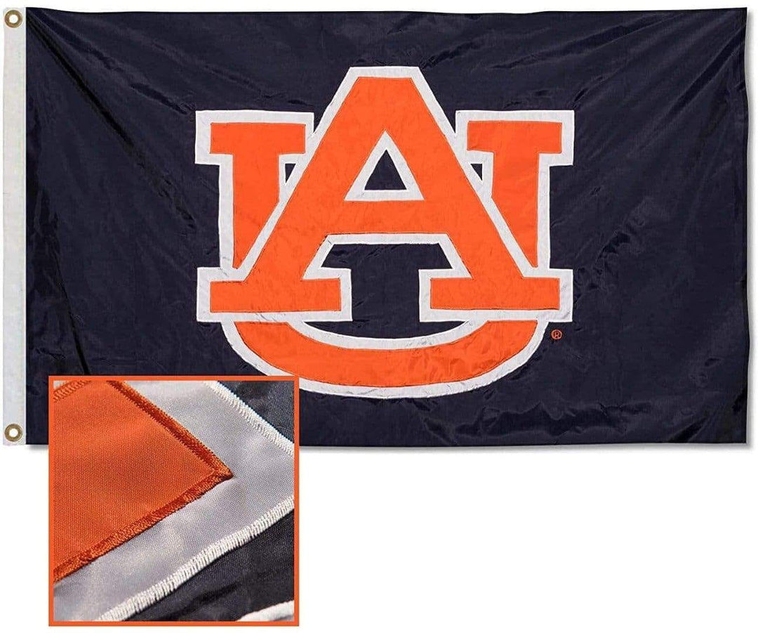 Auburn Tigers Flag 3x5 Navy Applique AU Logo 060030511BWO Heartland Flags