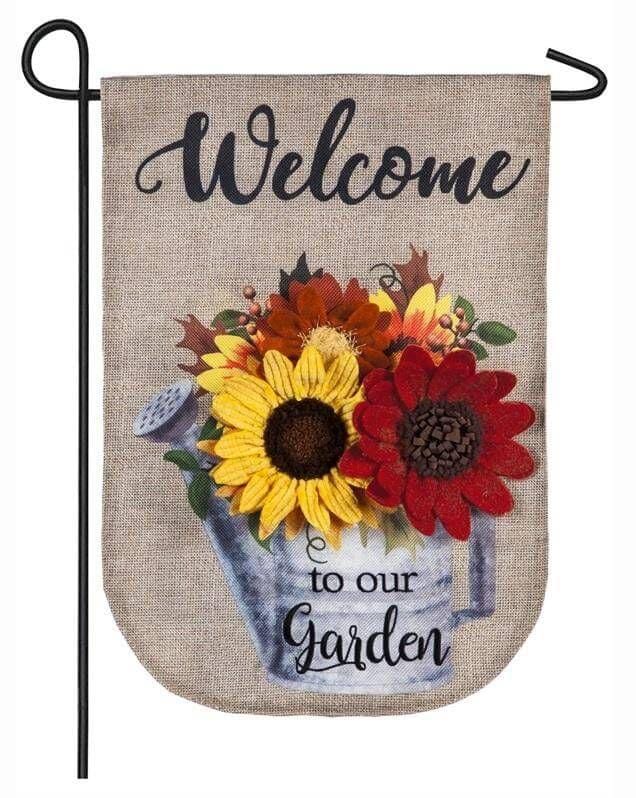 Autumn Galvanized Watering Can Garden Flag 2 Sided Burlap 14B8725BL Heartland Flags