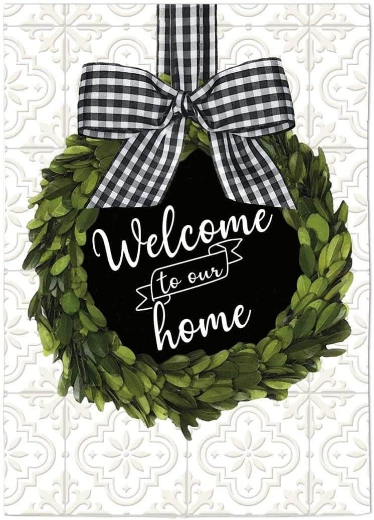 Boxwood Wreath Chalkboard Garden Flag 2 Sided 14S9761 Heartland Flags