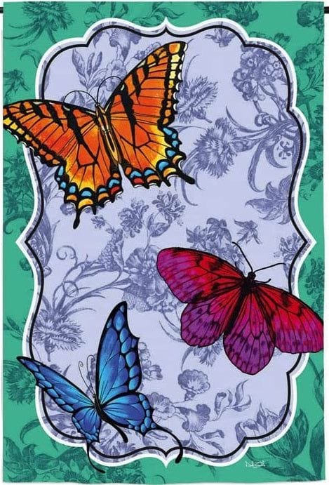 Butterfly Toile Garden Flag 2 Sided Monarch 14S2749 Heartland Flags