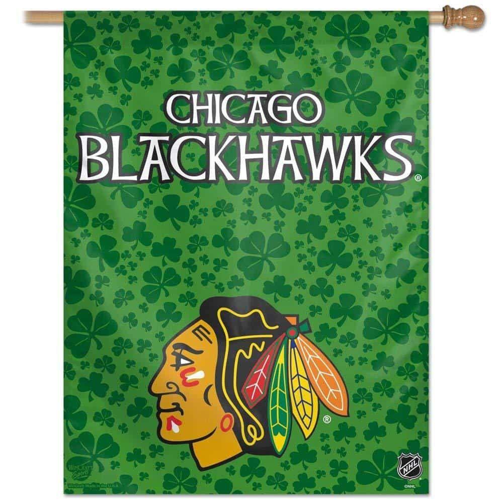 Chicago Blackhawks Banner St Patricks Clover House Flag 43455011 Heartland Flags