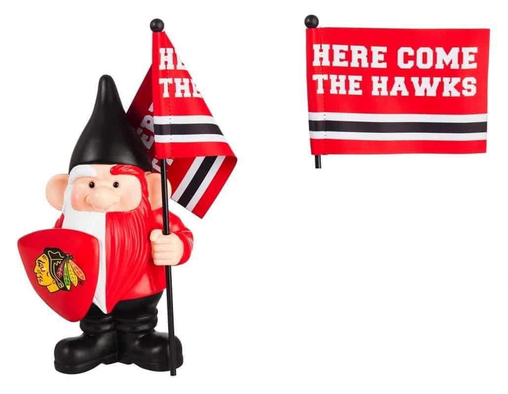 Chicago Blackhawks Gnome with Flag Here Come The Hawks 544355FHG Heartland Flags