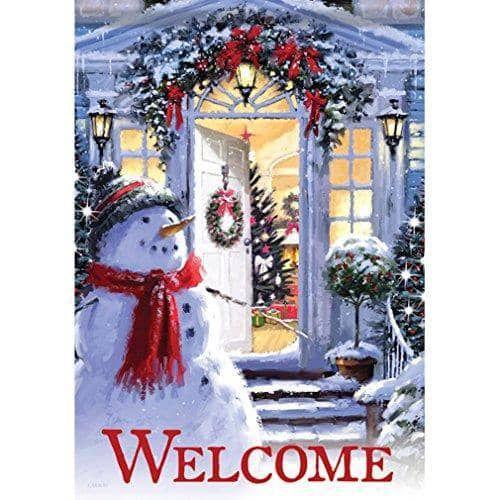 Christmas Snowman Entrance Garden Flag 2 Sided Welcome 46002 Heartland Flags
