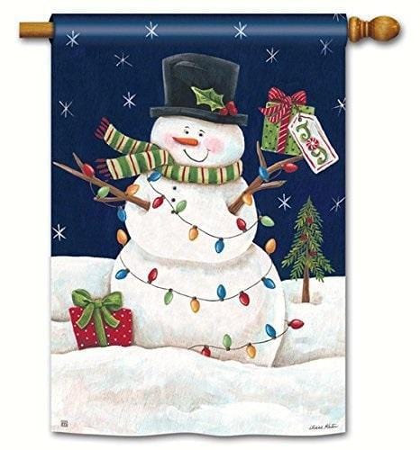 Christmas Snowman Lights Vertical House Banner 91240 Heartland Flags