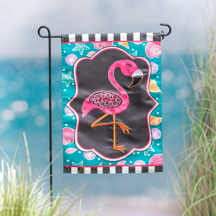 Coastal Flamingo Summer Garden Flag 2 Sided Applique 169435 Heartland Flags