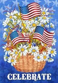 Daisies and Flags 2 sided Vertical Banner 1903FL Heartland Flags