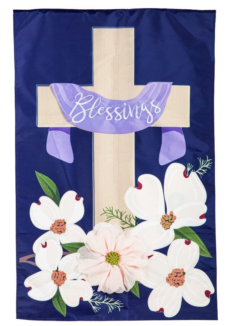 Dogwood Blessings Easter Banner 2 Sided Applique House Flag 159437 Heartland Flags