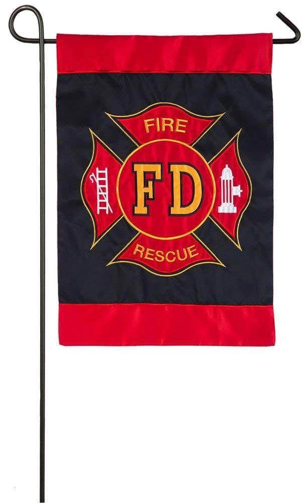Firefighter Garden Flag 2 Sided Applique Fireman 168608 Heartland Flags