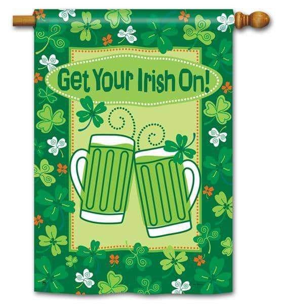 Get Your Irish On Flag St Patrick's House Banner Green Beer 91081 Heartland Flags
