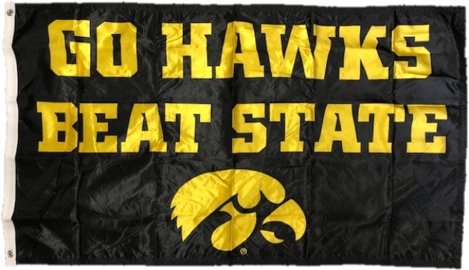 Go Iowa Beat State Flag 2 Sided 3x5 Black 678828 Heartland Flags