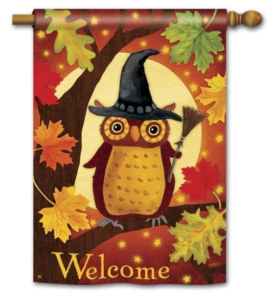 Halloween Owl Witch Flag 2 Sided Vertical Banner 92770 Heartland Flags