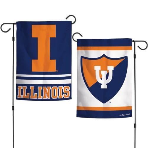 Illinois Garden Flag 2 Sided Fighting Illini Vintage Classic Logo 16691218 Heartland Flags