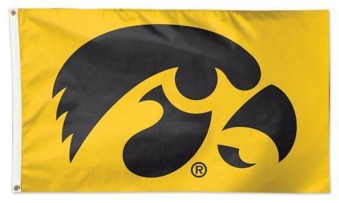 Iowa Hawkeyes Flag 2 Sided Yellow 5x8 Black Tigerhawk 902017 Heartland Flags