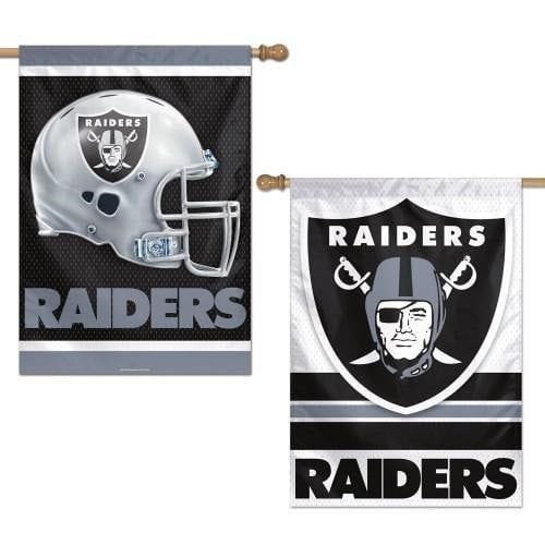 Las Vegas Raiders Flag 2 Sided Double Logo Vertical Banner 20977013 Heartland Flags
