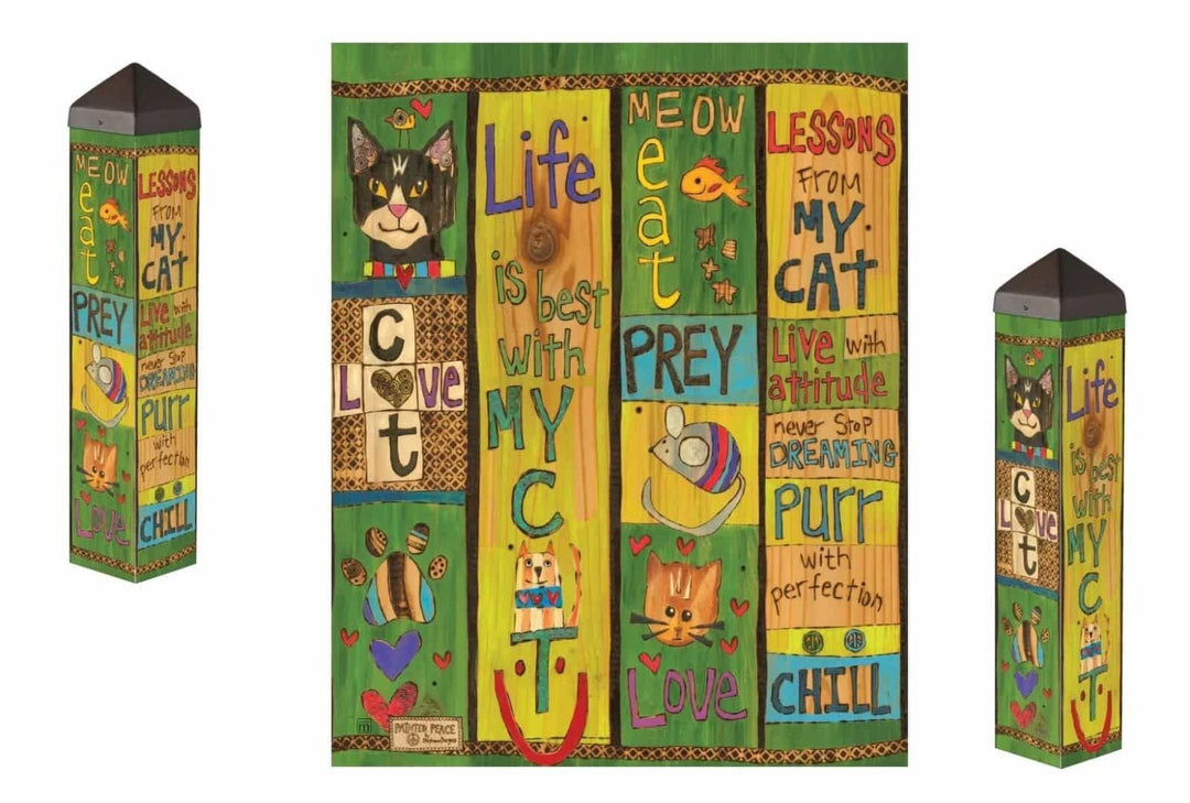 Lessons From My Cat Art Pole 20 Inches Tall PL1116 Heartland Flags