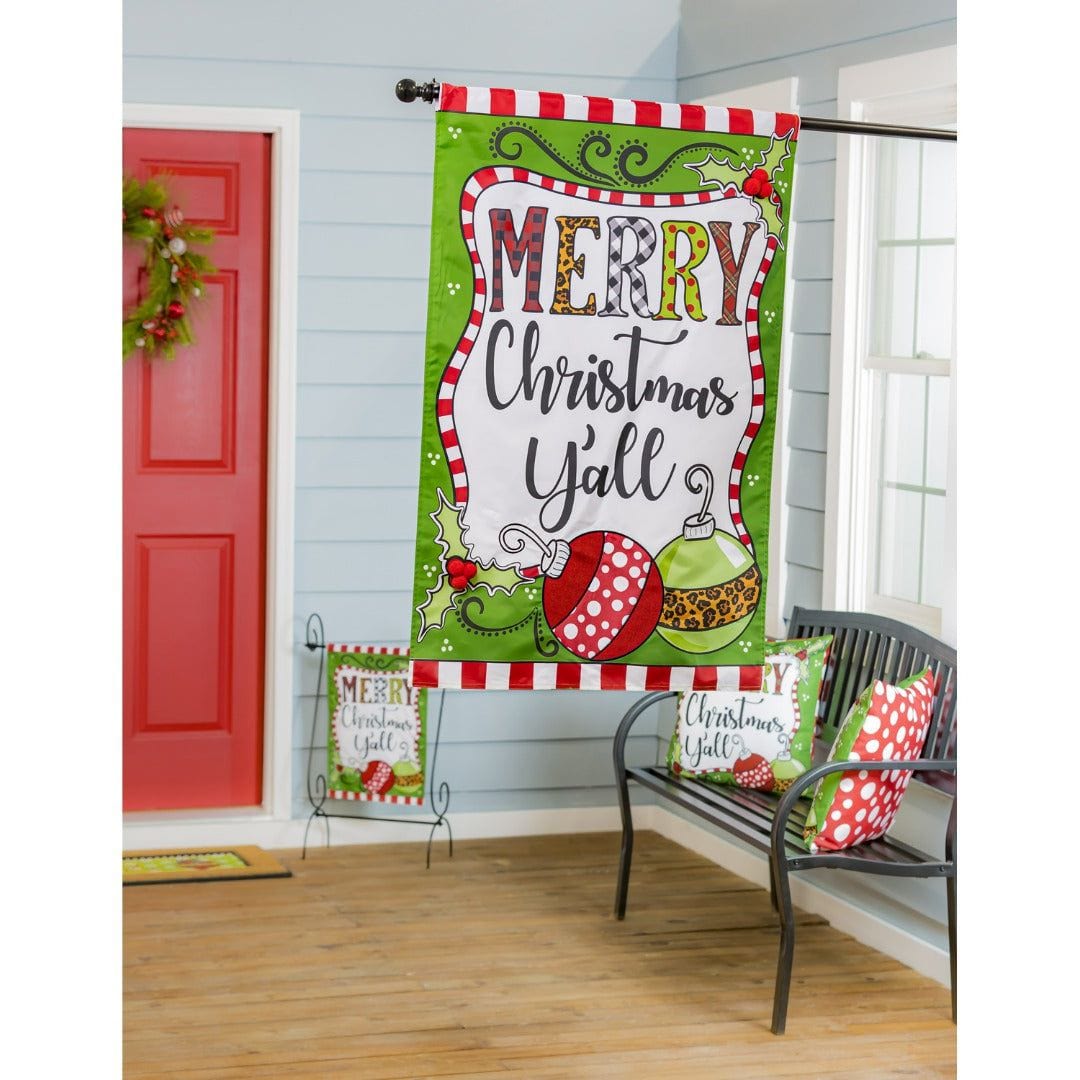 Merry Christmas Y'All Flag 2 Sided Applique House Banner 159335 Heartland Flags