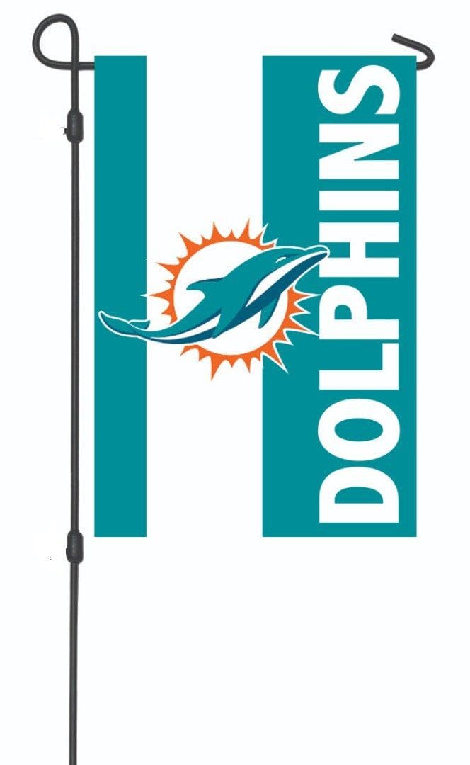 Miami Dolphins Garden Flag 2 Sided Embellished Logo 16SF3816B Heartland Flags