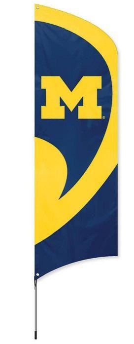 Michigan Wolverines Tall Team Feather Flag with Flagpole TTUM Heartland Flags