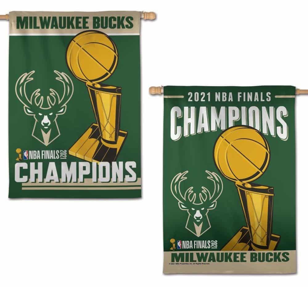 Milwaukee Bucks Flag 2 Sided 2021 NBA Champions 33307312 Heartland Flags