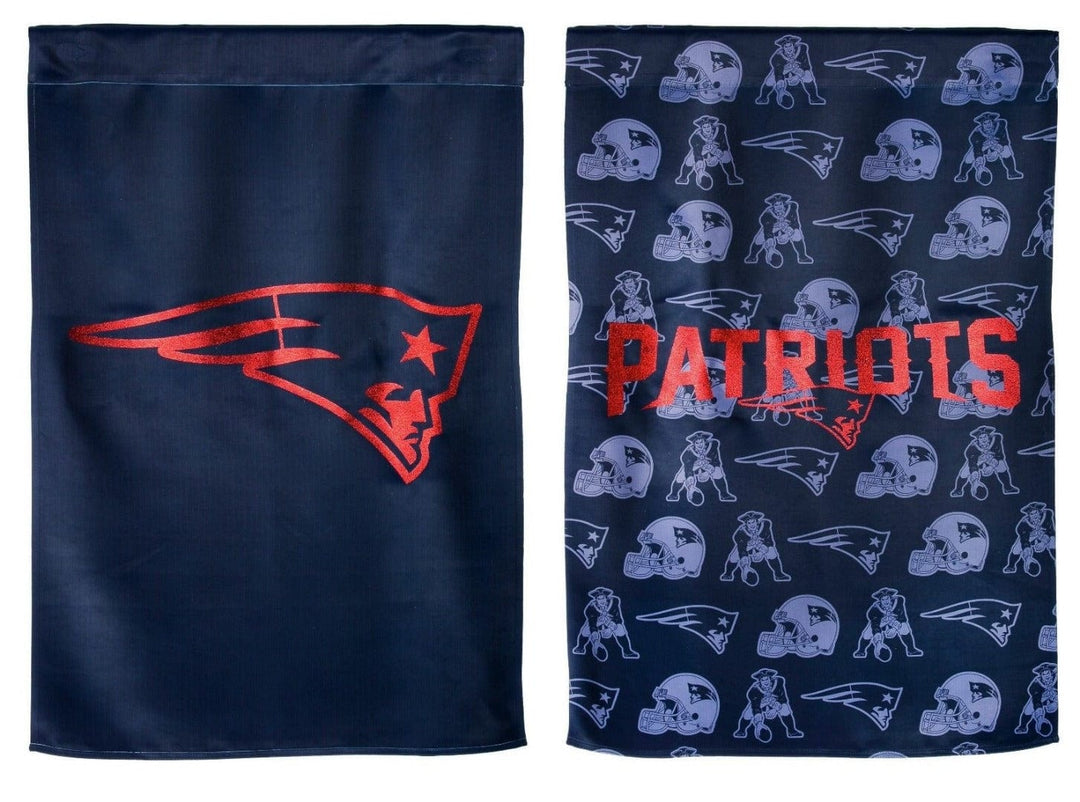 New England Patriots Flag 2 Sided Glitter Vertical Banner 13S3818BL Heartland Flags