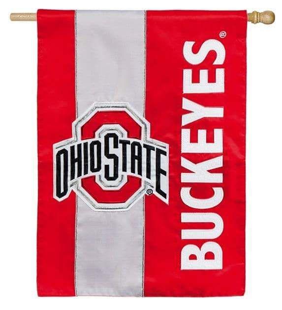 Ohio State Buckeyes Flag 2 Sided Embellished OSU Applique House Banner 15SF973 Heartland Flags