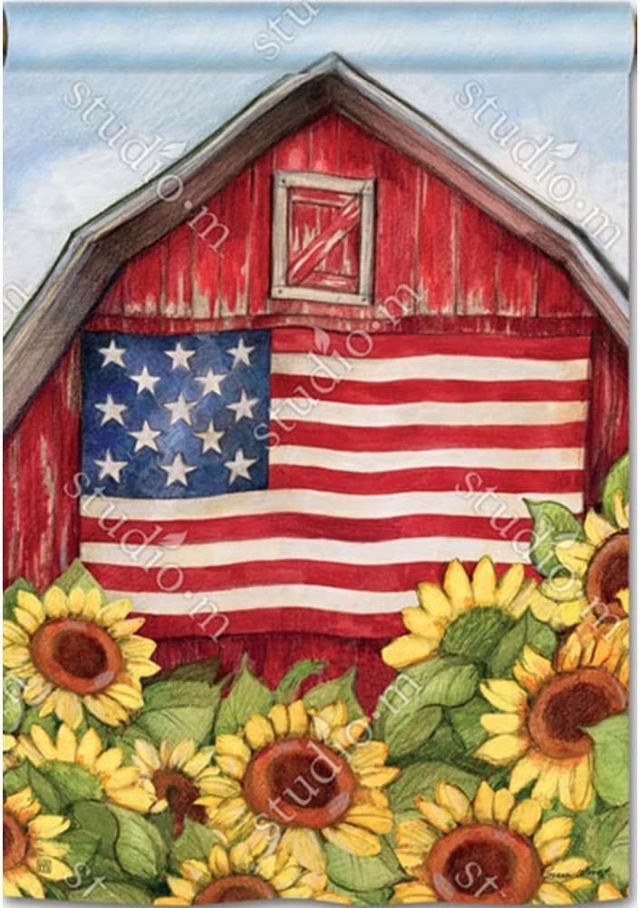 Old Glory Barn Flag 2 Sided Vertical House Banner Sunflowers 91429 Heartland Flags