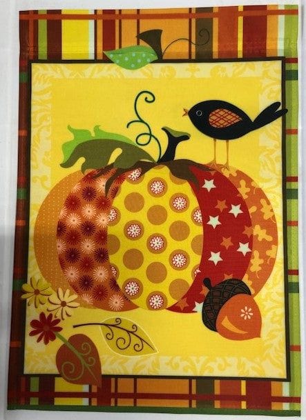 Patterned Pumpkin Garden Flag 2 Sided Fall Crow 142172 Heartland Flags