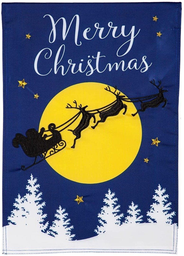 Santa's Midnight Flight Christmas Garden Flag 2 Sided 169201 Heartland Flags