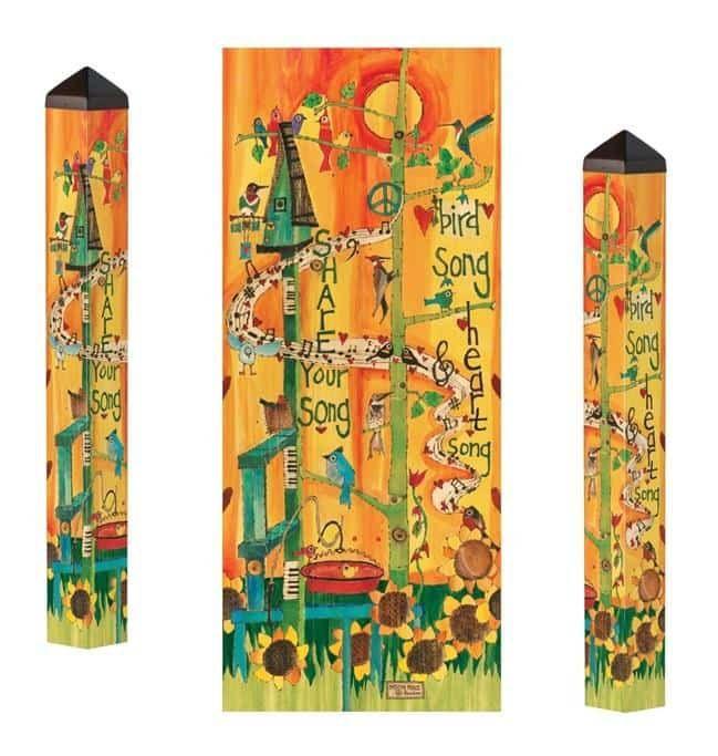Share Your Song Art Pole 40 Inches Tall Painted Peace PL1242 Heartland Flags