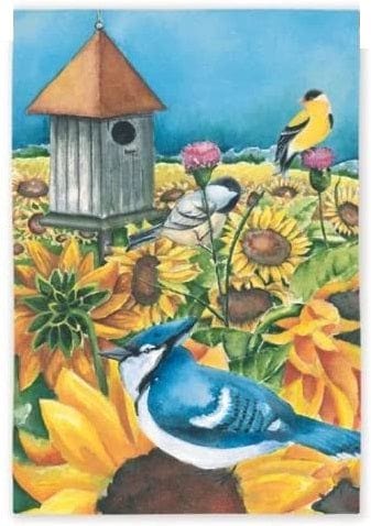 Sunflower Afternoon Garden Flag 2 Sided Finch Blue Jay 14711 Heartland Flags