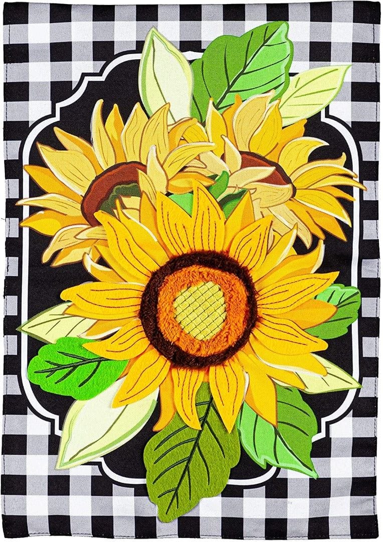 Sunflowers and Checks Garden Flag 2 Sided 14L10418 Heartland Flags