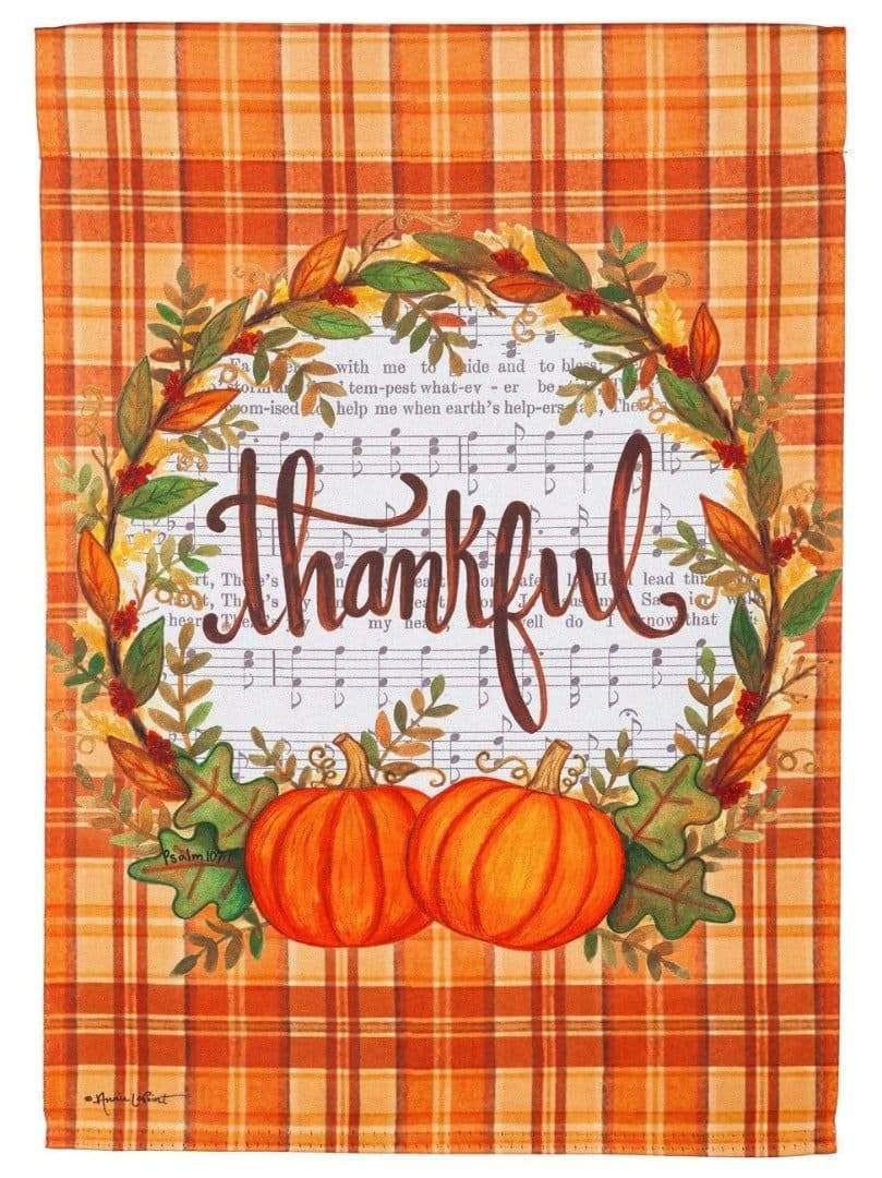 Thankful In Plaid Garden Flag 2 Sided Thanksgiving 14S9957 Heartland Flags