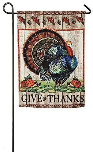 Thanksgiving Give Thanks Turkey Garden Flag 2 Sided 14S3948 Heartland Flags