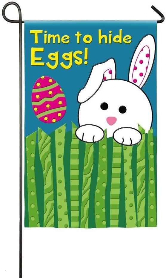 Time To Hide Eggs Easter Bunny Applique Garden Flag 168401 Heartland Flags