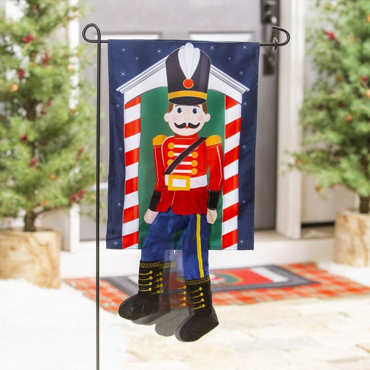 Toy Soldier Kickin Christmas Garden Flag 2 Sided Applique 169352MBL Heartland Flags