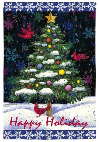 Tree and Cardinals Christmas Garden Flag 2 Sided 14S3533 Heartland Flags