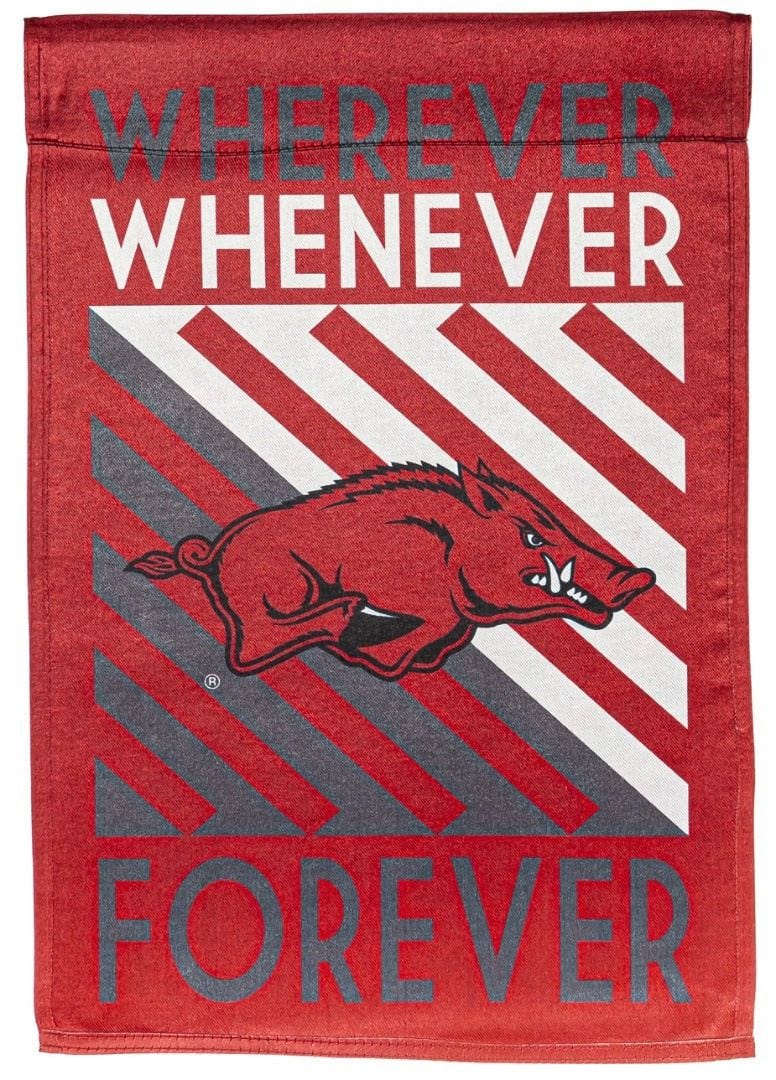 University of Arkansas Razorbacks Garden Flag 2 Sided Wherever Whenever Forever 14LU911WWF Heartland Flags