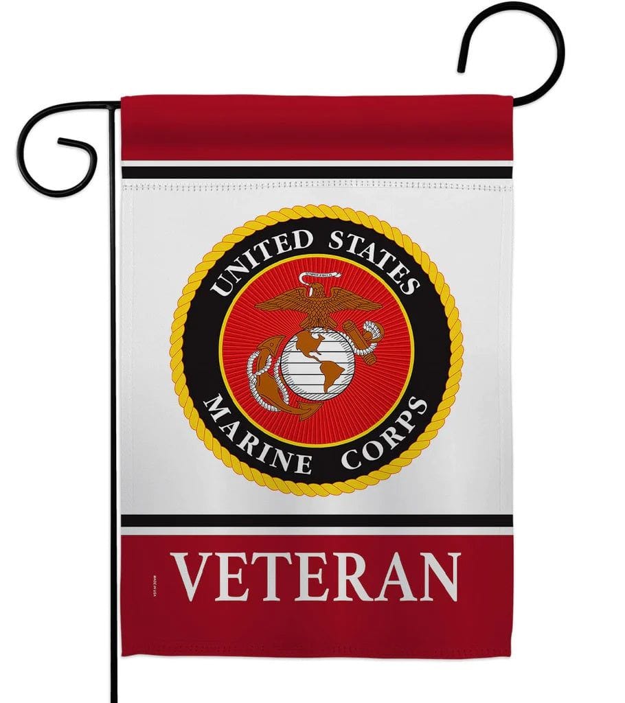 US Marine Corps Veteran Garden Flag 2 Sided Logo 70045 Heartland Flags