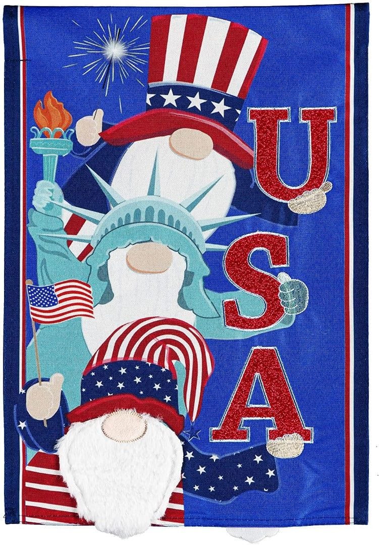 USA Gnomes Garden Flag 2 Sided Decorative 14L10407 Heartland Flags