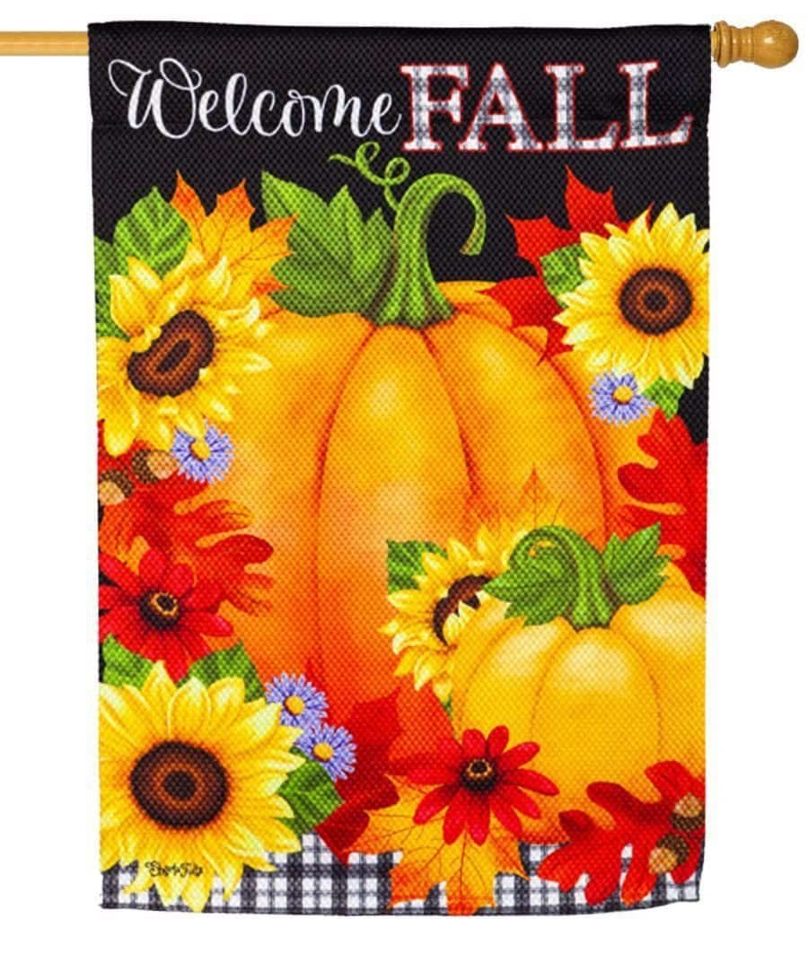 Welcome Fall Flag 2 Sided Textured Banner 13ES9998 Heartland Flags