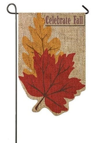 Welcome Fall Leaves Garden Flag 2 Sided Burlap Autumn 14B3057 Heartland Flags