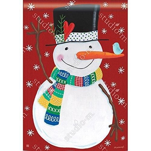 Winter Happiness Banner 2 Sided Snowman Vertical House Flag 90155 Heartland Flags