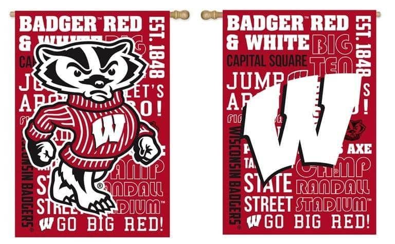 Wisconsin Badgers Flag 2 Sided Fan Rules Bucky Red 13ES984FR Heartland Flags